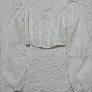 Kirious Los Angeles Romantic Cotton Smocked Long Sleeve Blouse | Size S